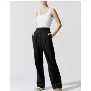 Carbon38 Wide Leg Stretch Comfy Trouser Pant Black Large $168 Retail